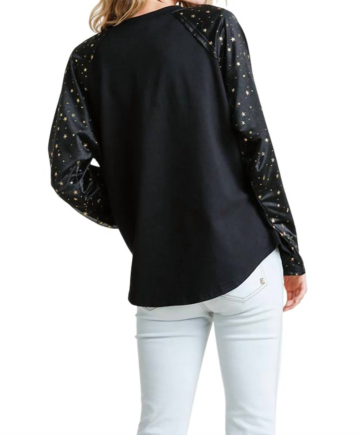 Umgee - Star Layered Mesh Sleeve Top