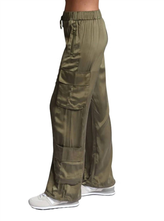 Blanc Noir - Chelsea Silk Wide Leg Cargo Pants