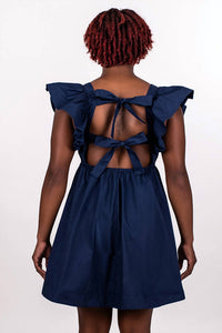 Day + Moon - Ruffle Sleeve Tie Back Dress