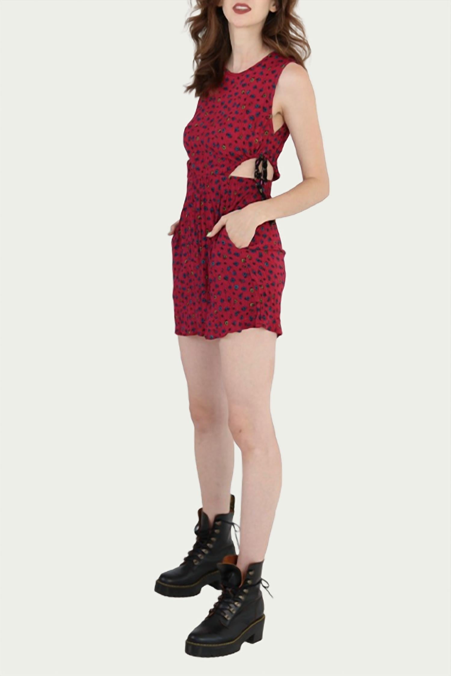 CUTOUT FLORAL-PRINT GAUZE MINI DRESS