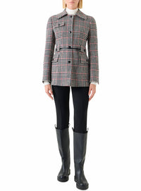 Akris Punto - Glen Plaid Wool Tweed Belted Jacket