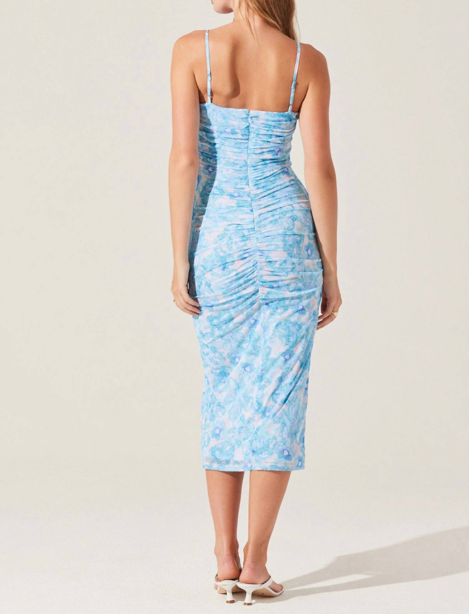 Astr - Palmero Floral Ruched Midi Dress