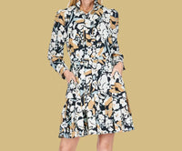 Jade - Fall Bloom Pleated Flounce Dress