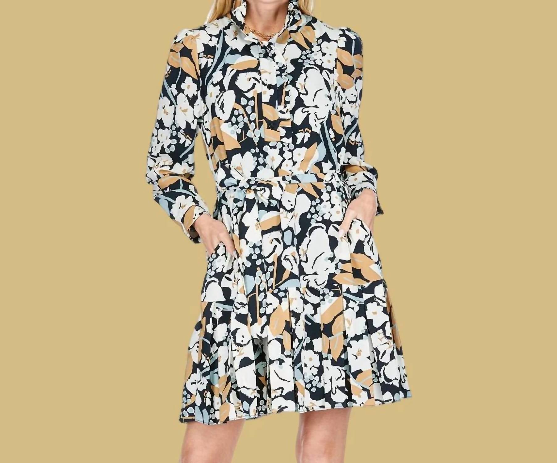 Jade - Fall Bloom Pleated Flounce Dress