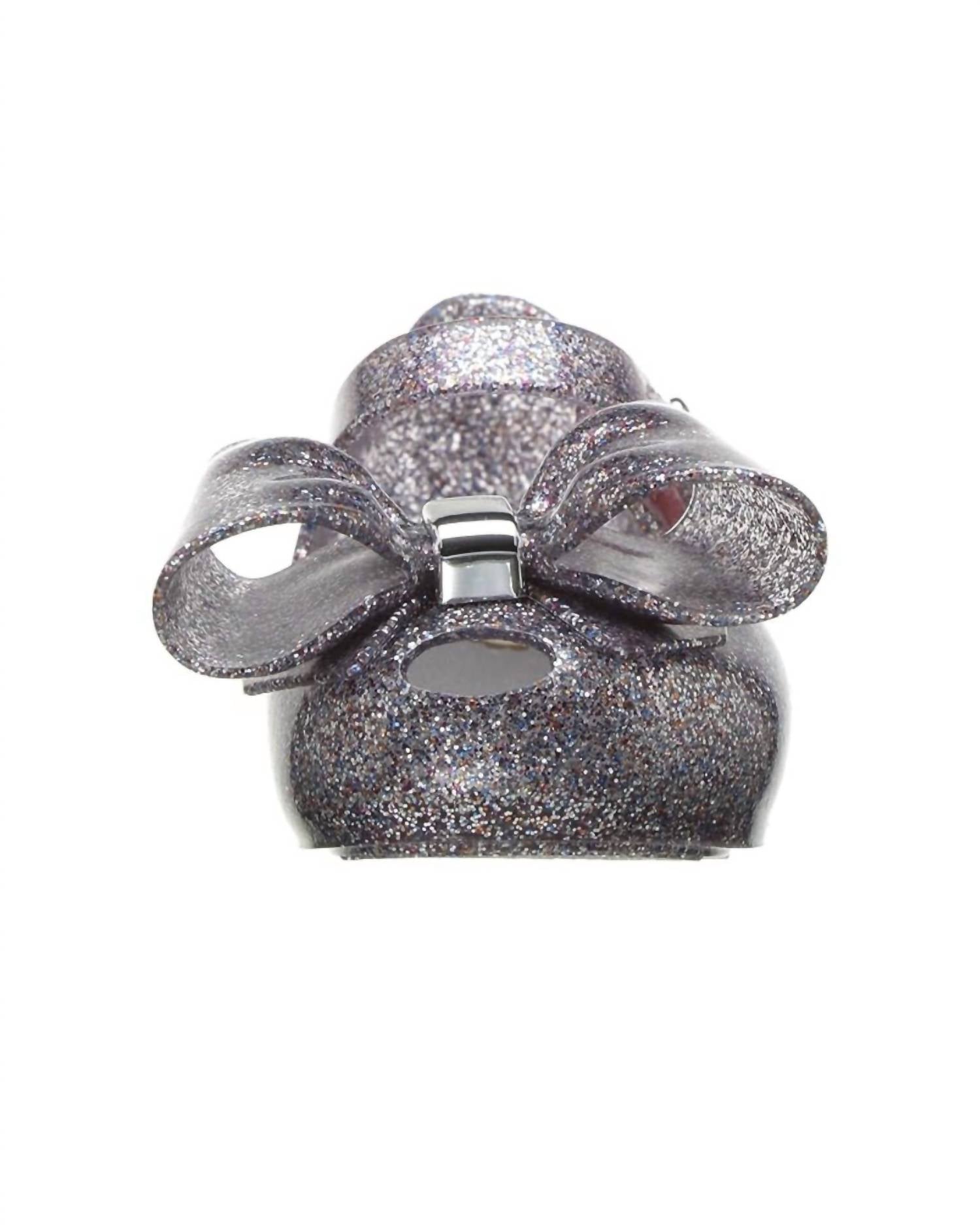 Mini Melissa Girls Mini Ultragirl Bow Iii Sandals in multicolor glitter - kids' sandal - detail view