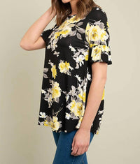 Collective Rack - Floral Top With Ruffle Sleeves