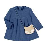 Mayoral - Girl's Long Sleeve Dress With Fox Shoulder Bag Set