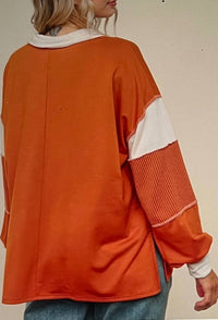 Haptics - V Neck Color Block Long Sleeve Top