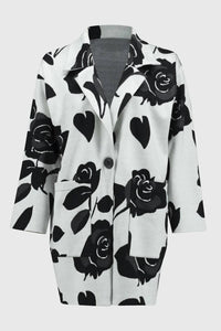 Joseph Ribkoff - Jacquard Sweater Floral Straight Coat
