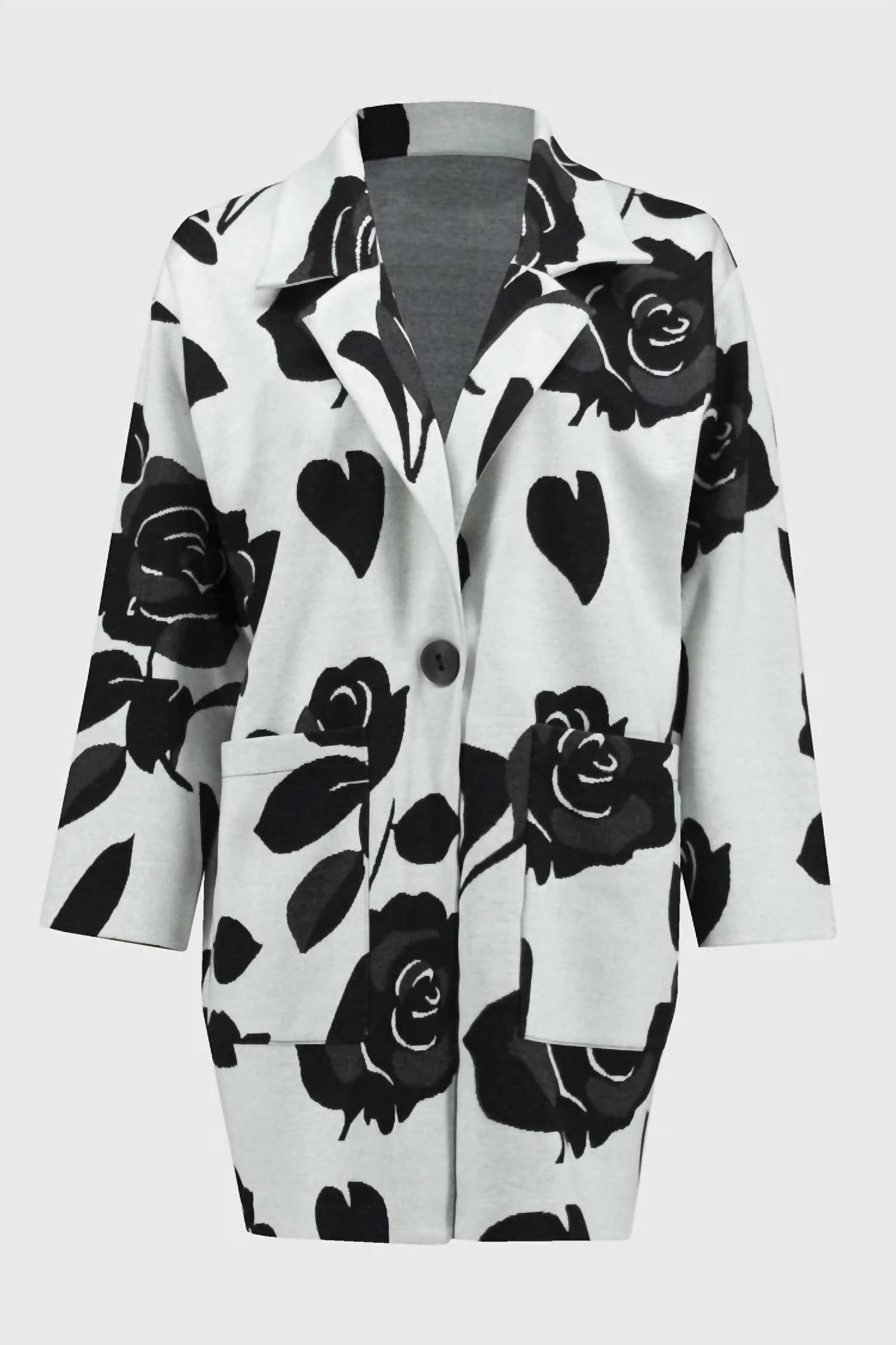 Joseph Ribkoff - Jacquard Sweater Floral Straight Coat