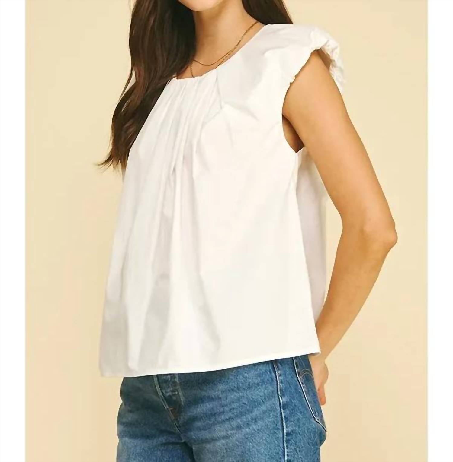 Pinch - Pleated Flutter Sleeve Blouse