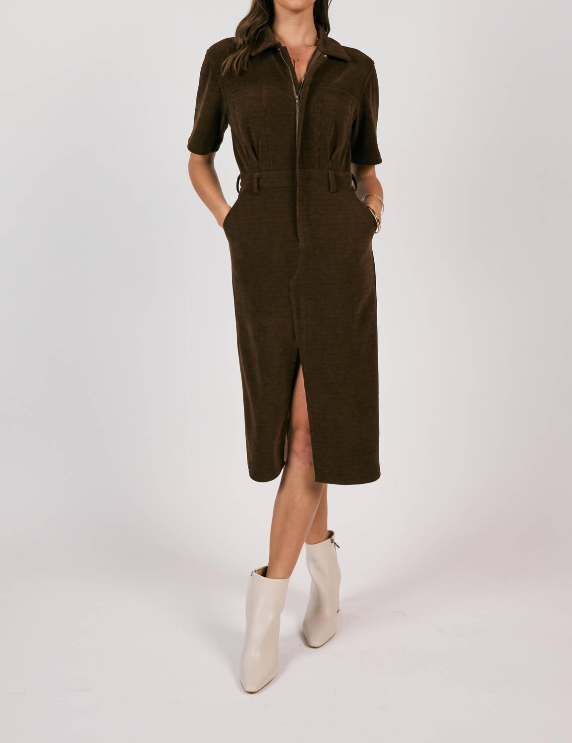 Sage The Label - Paradox Corduroy Shirt Midi Dress