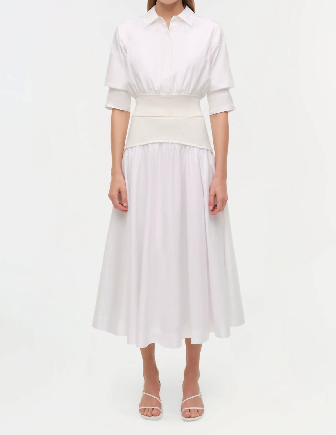 SIMKHAI Ovie Knit Cotton Midi Skirt in white - women's skirt