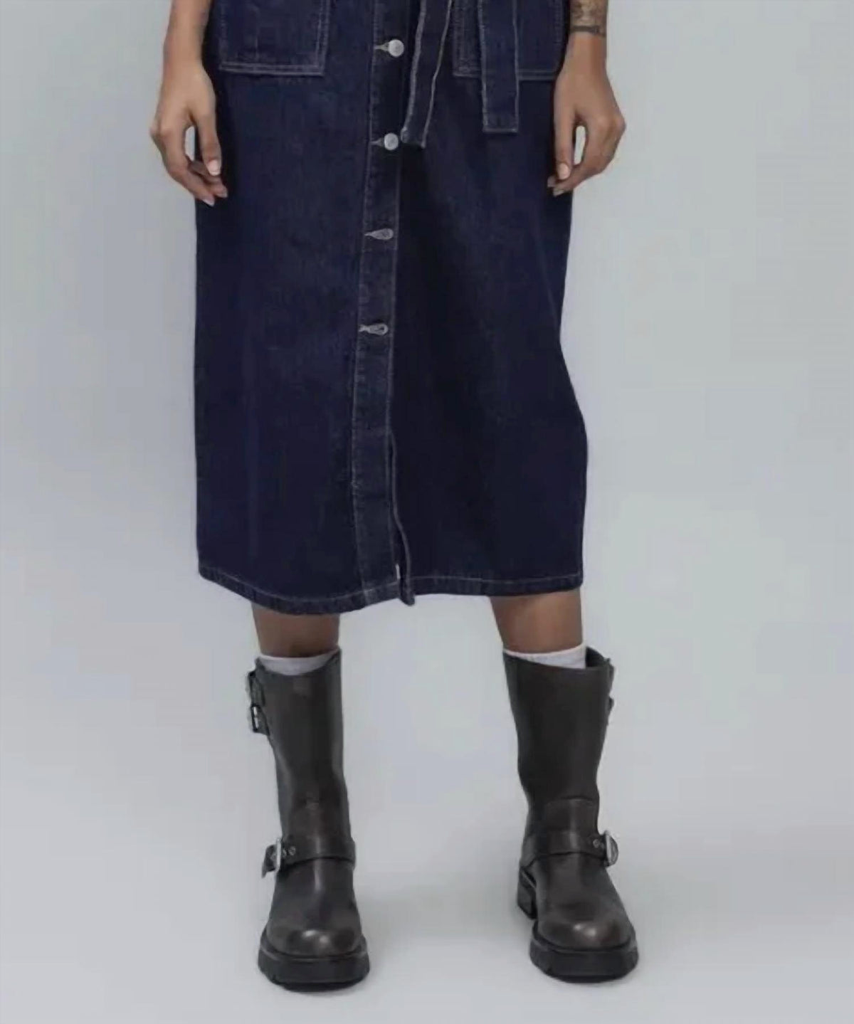 Bsl - Long Sleeve Denim Midi Dress