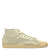 SAINT LAURENT Men's Court Classic Sl/39 Mid-top Sneakers in tan - men's sneaker - detail view