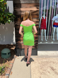 Vienna Prom - Off-the-shoulder Glitter Dress