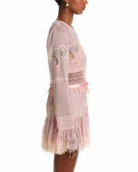 LoveShackFancy Sevilla Dress in pink nude - women's dress - detail view