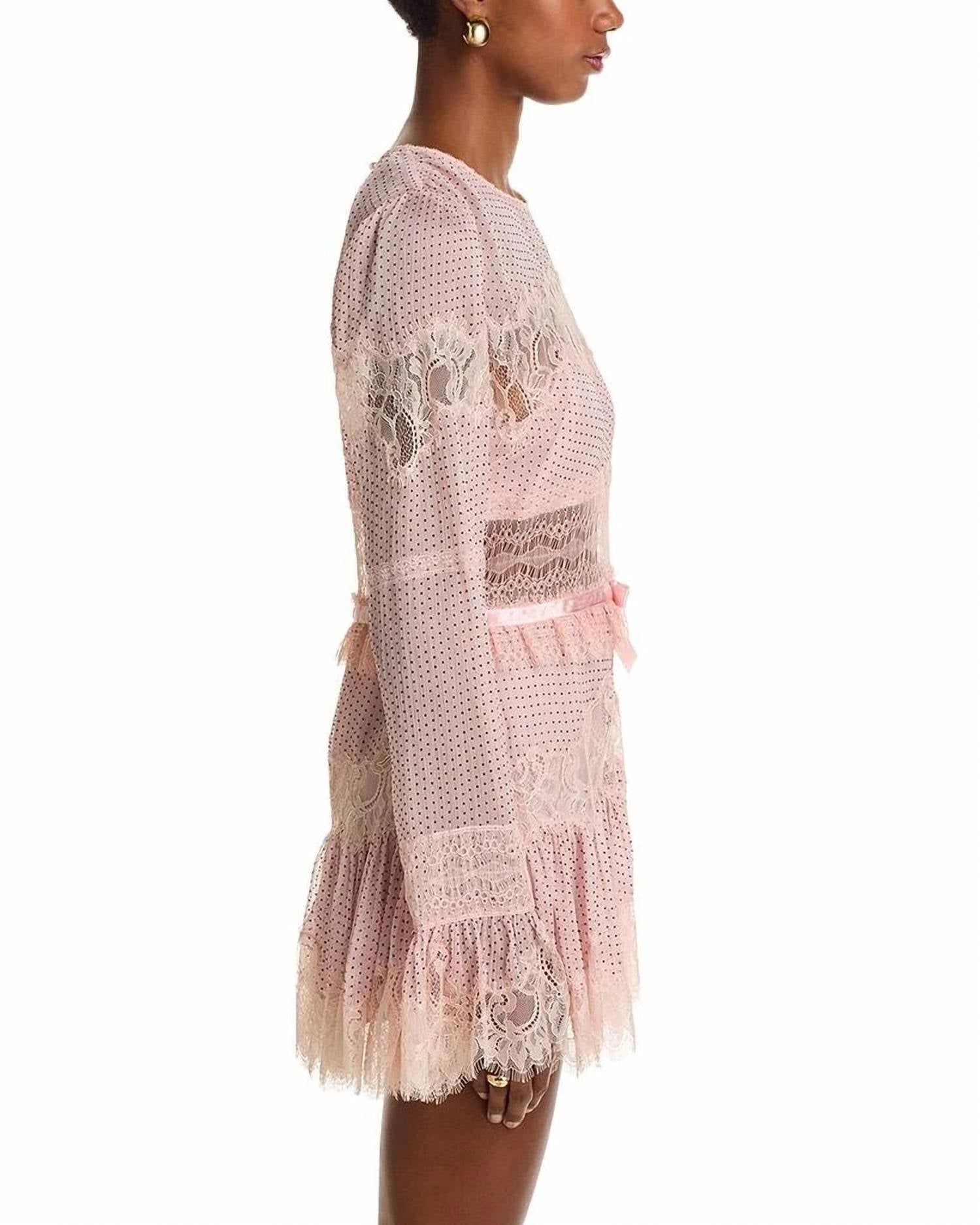 LoveShackFancy Sevilla Dress in pink nude - women's dress - detail view