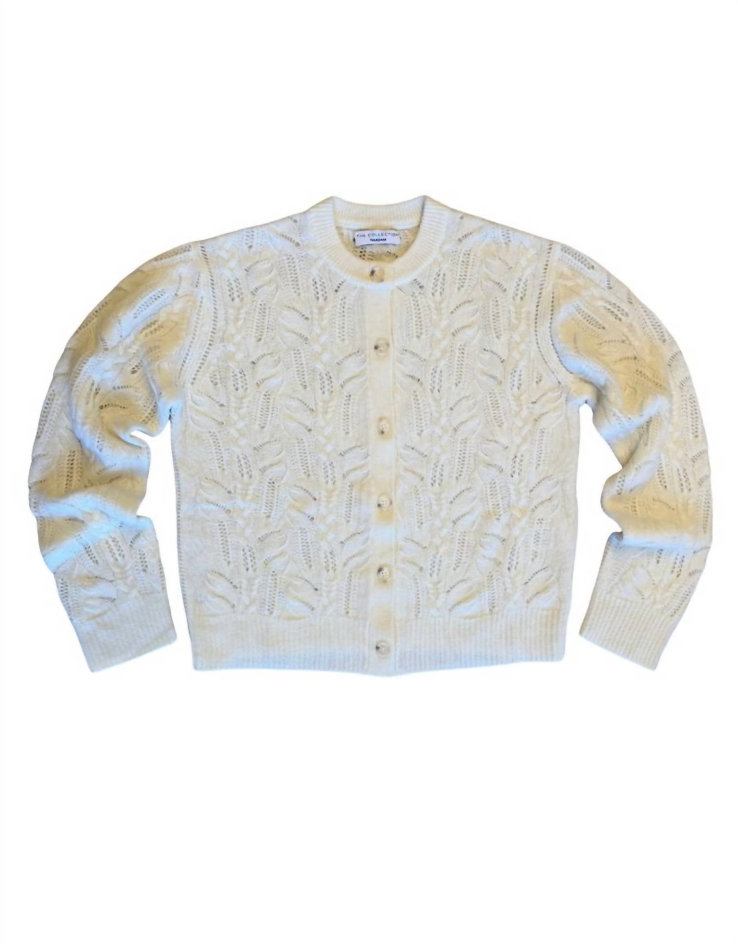 NAADAM Women's Cashmino Pointelle Cardigan in white - women's cardigan
