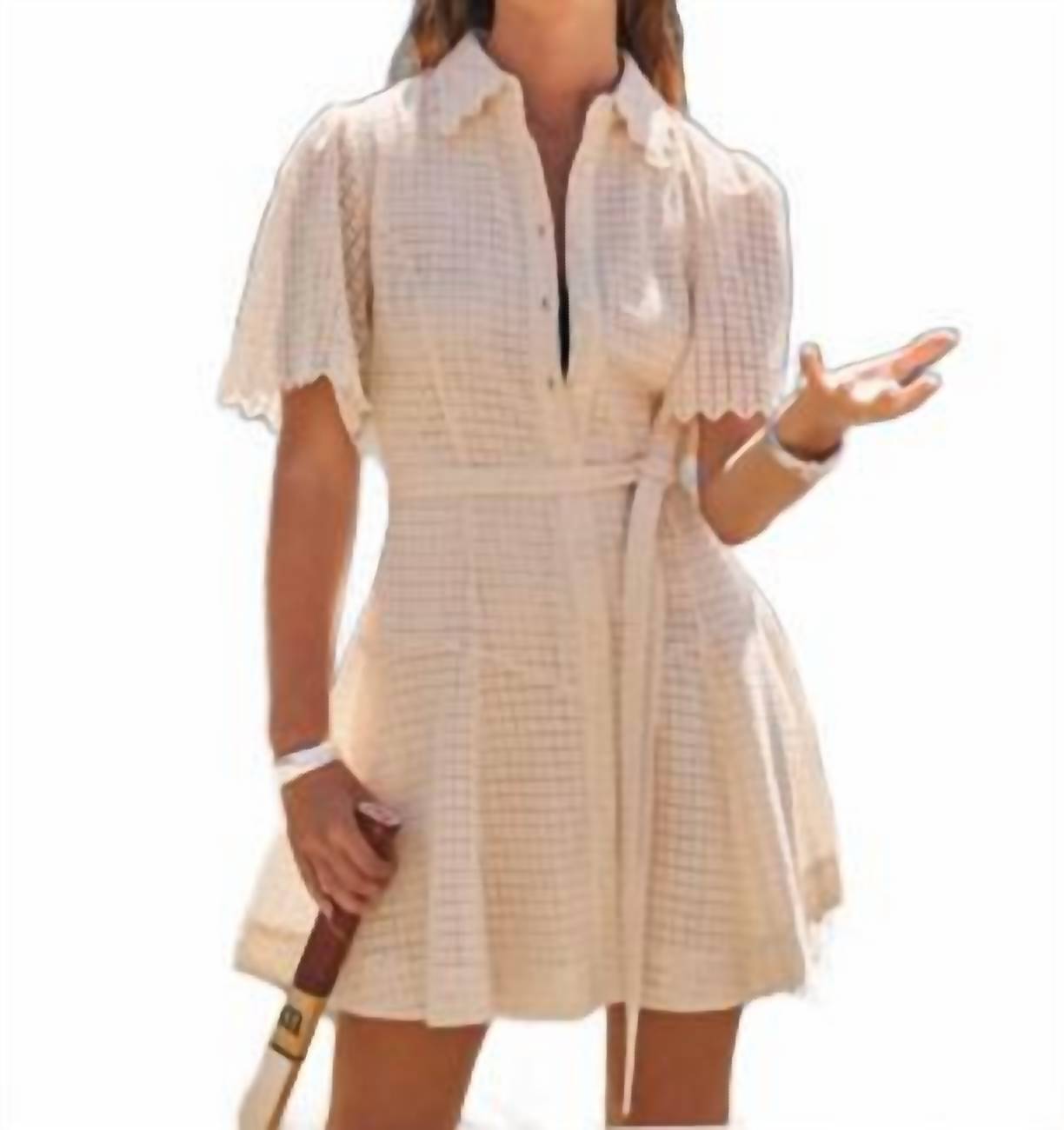Current Air - Eyelet Short Sleeve Dress W/tie