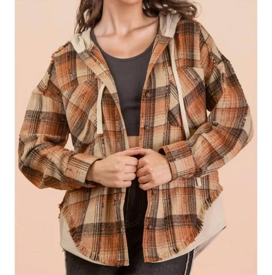 Very J - Canyon Plaid Flannel Hooded Jacket