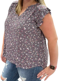 Kori - Floral Frill Collar Top
