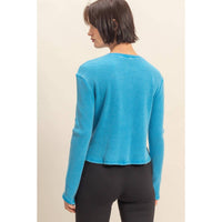 HYFVE Logan Long Sleeve Top in ocean blue - women's long sleeve top - alternate view