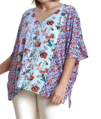 Umgee - Mixed Floral Print Top -plus
