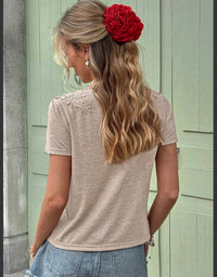 1 The Woman - Lace Patched Round Neck Tee