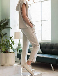 Joh Felix Stretch Crepe Knit Pant in beige - women's pants - alternate view