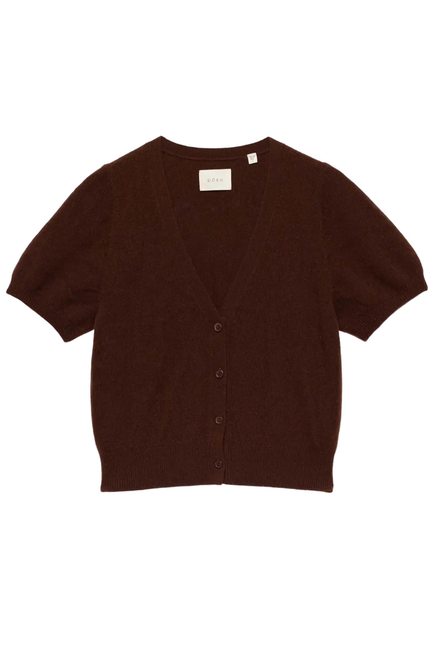 DÔEN Arella Cashmere Cardigan in brown - women's cardigan - alternate view