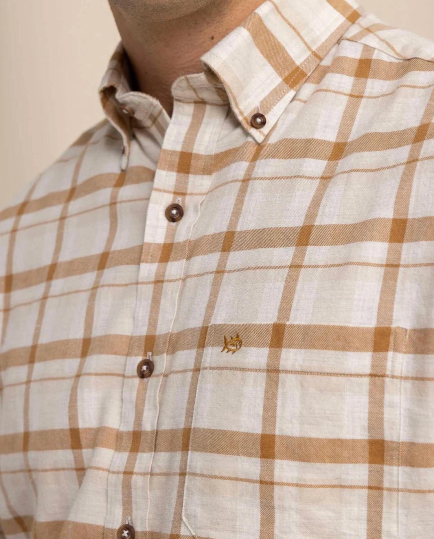 SOUTHERN TIDE Botnay Bay Plaid Sportshirt in sand white - men's shirt - view 4