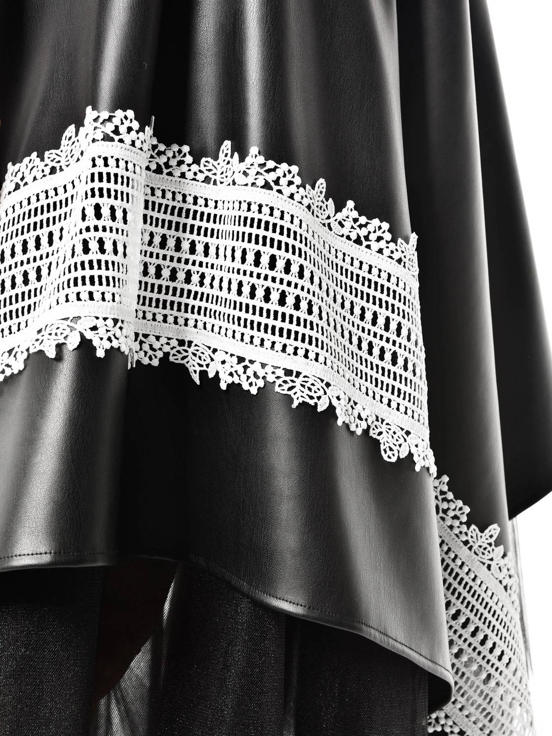 Metamorphoza - Avant-garde Laced Vegan Leather Skirt