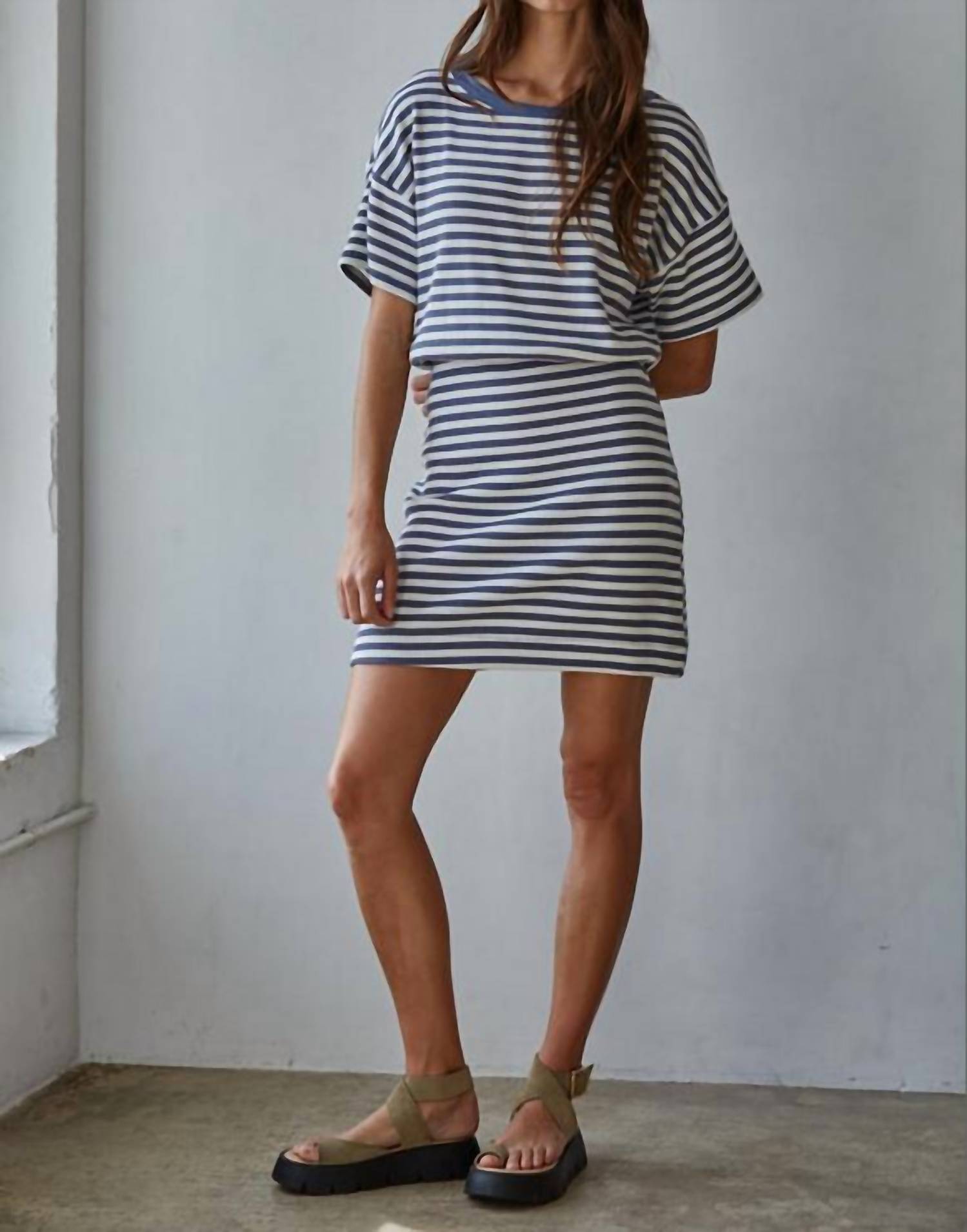 By Together Marley Striped Mini Dress in blue - women's dress - view 4