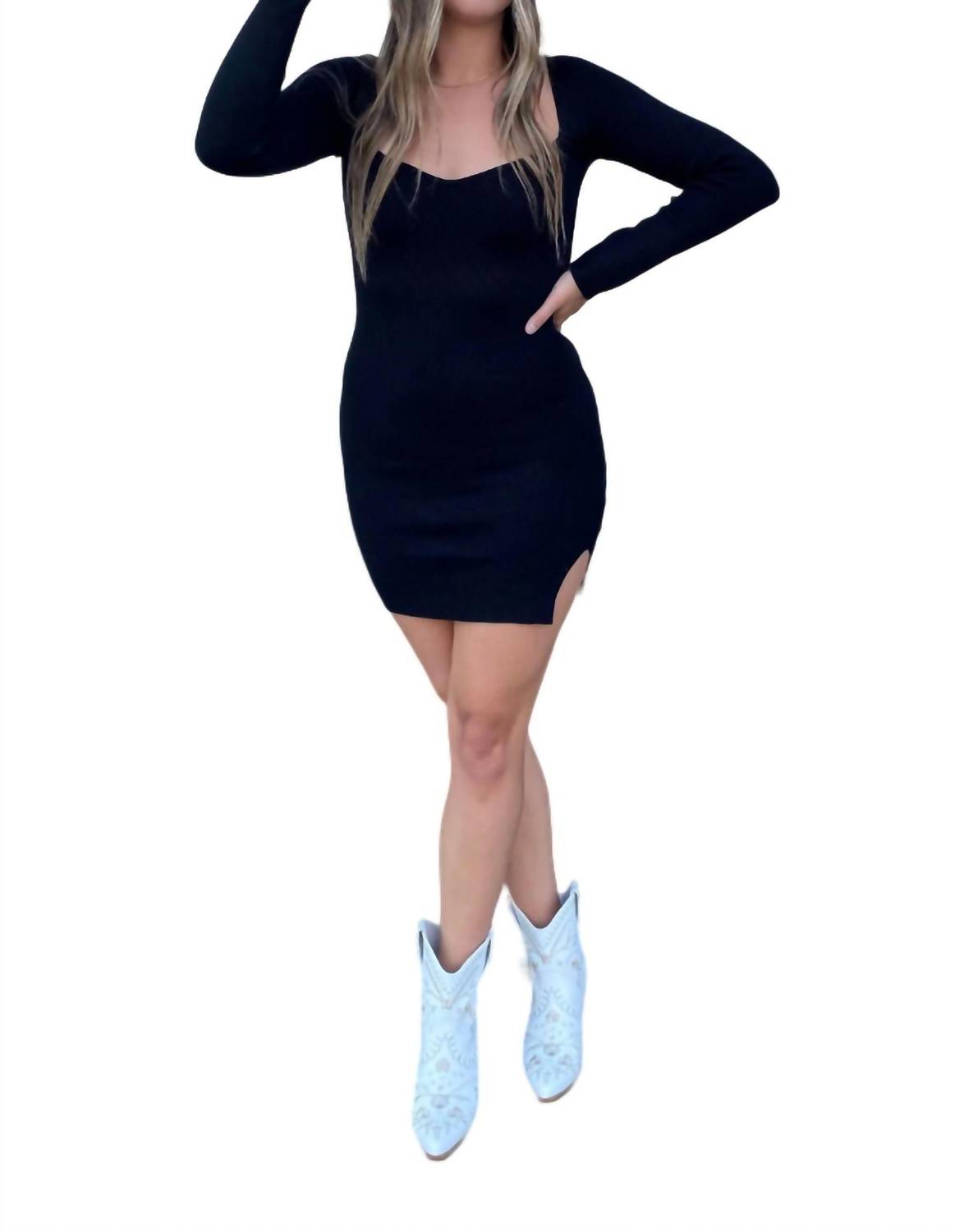 Moon River - Women's Ribbed Sweater Mini Dress