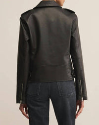 Z Supply Alchemy Moto Faux Leather Jacket in black 1 - women's jacket - detail view