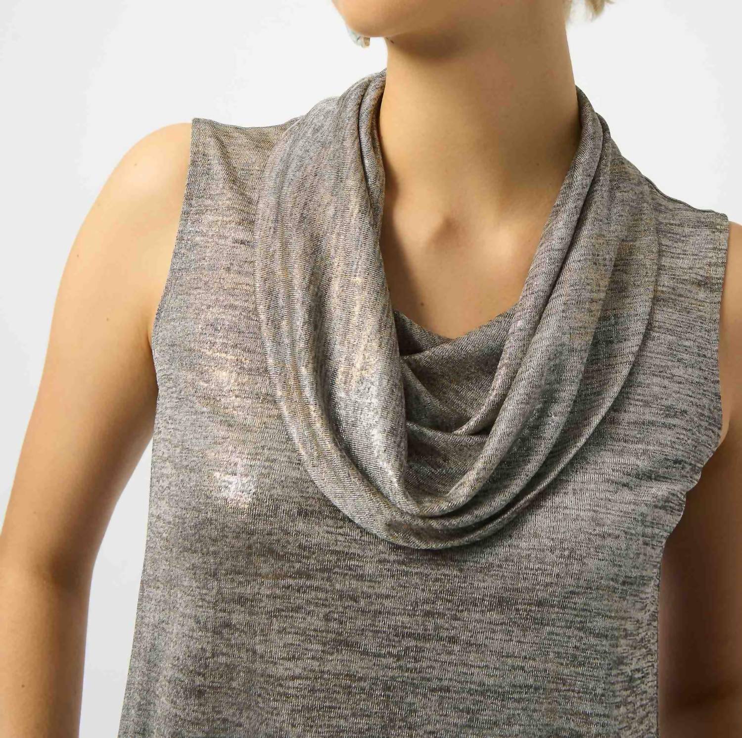 Joseph Ribkoff - Foiled Knit Cowl Neck Sleeveless Top