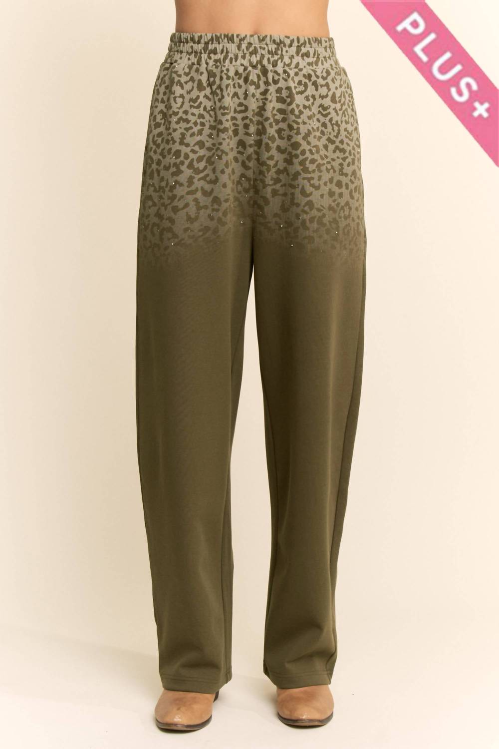 Davi & Dani - Leopard Ombre Knit Wide-leg Pants