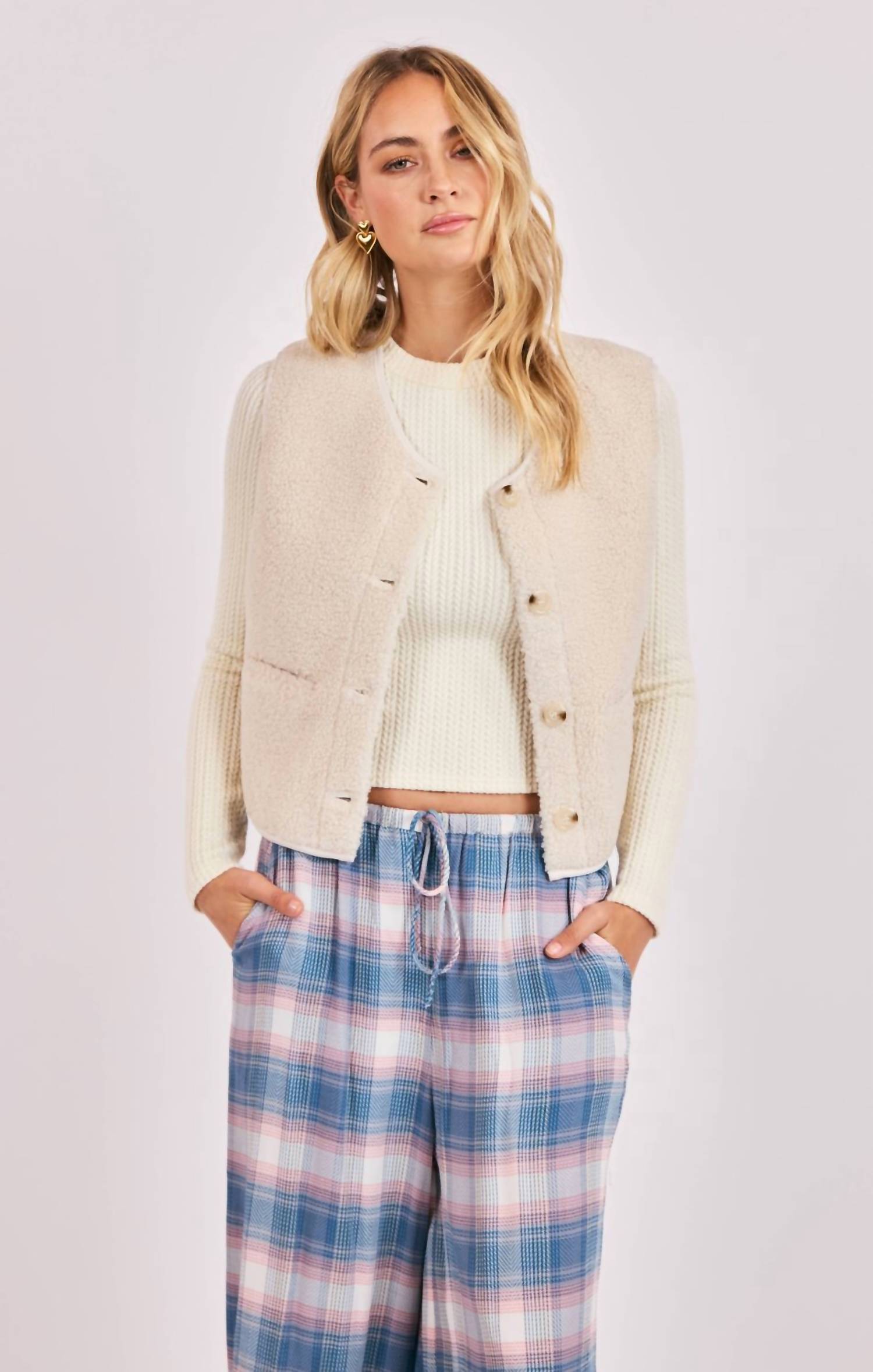 Sadie & Sage - Etta Faux Shearling Bonded Suede Vest