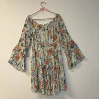 Blue B - Off-shoulder Flower Tiered Short Dress