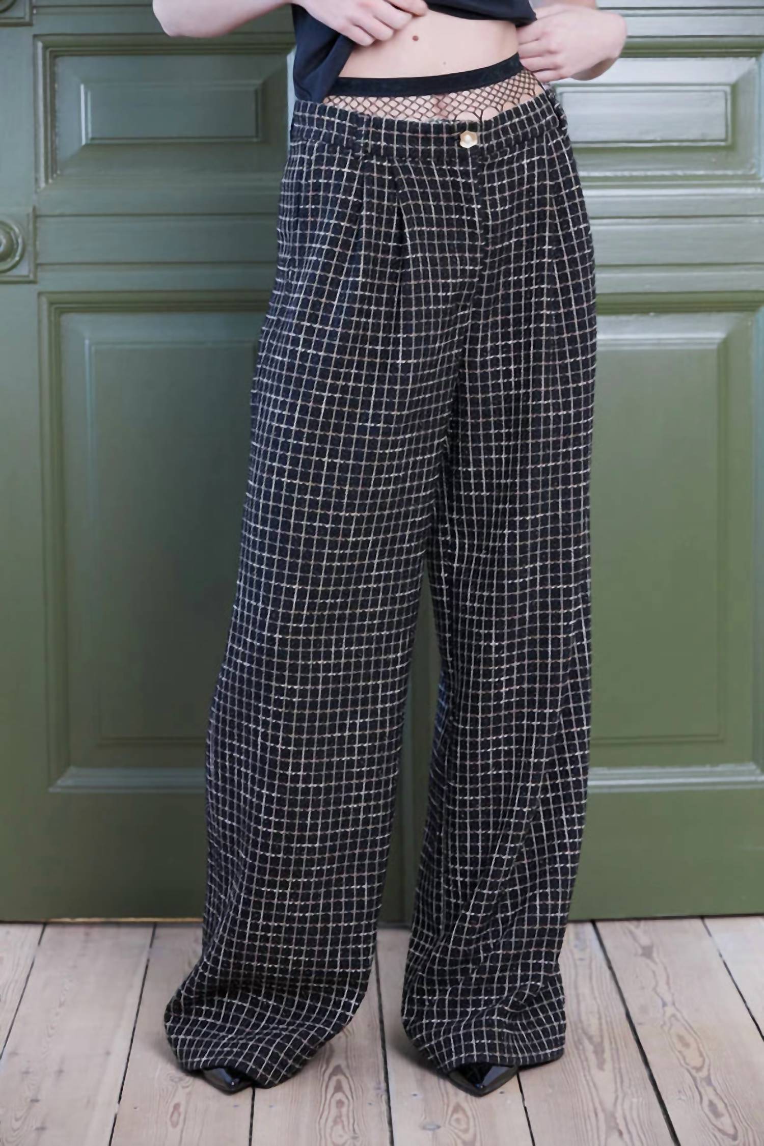 Stella Nova - Checked Bouclé Straight Leg Pants