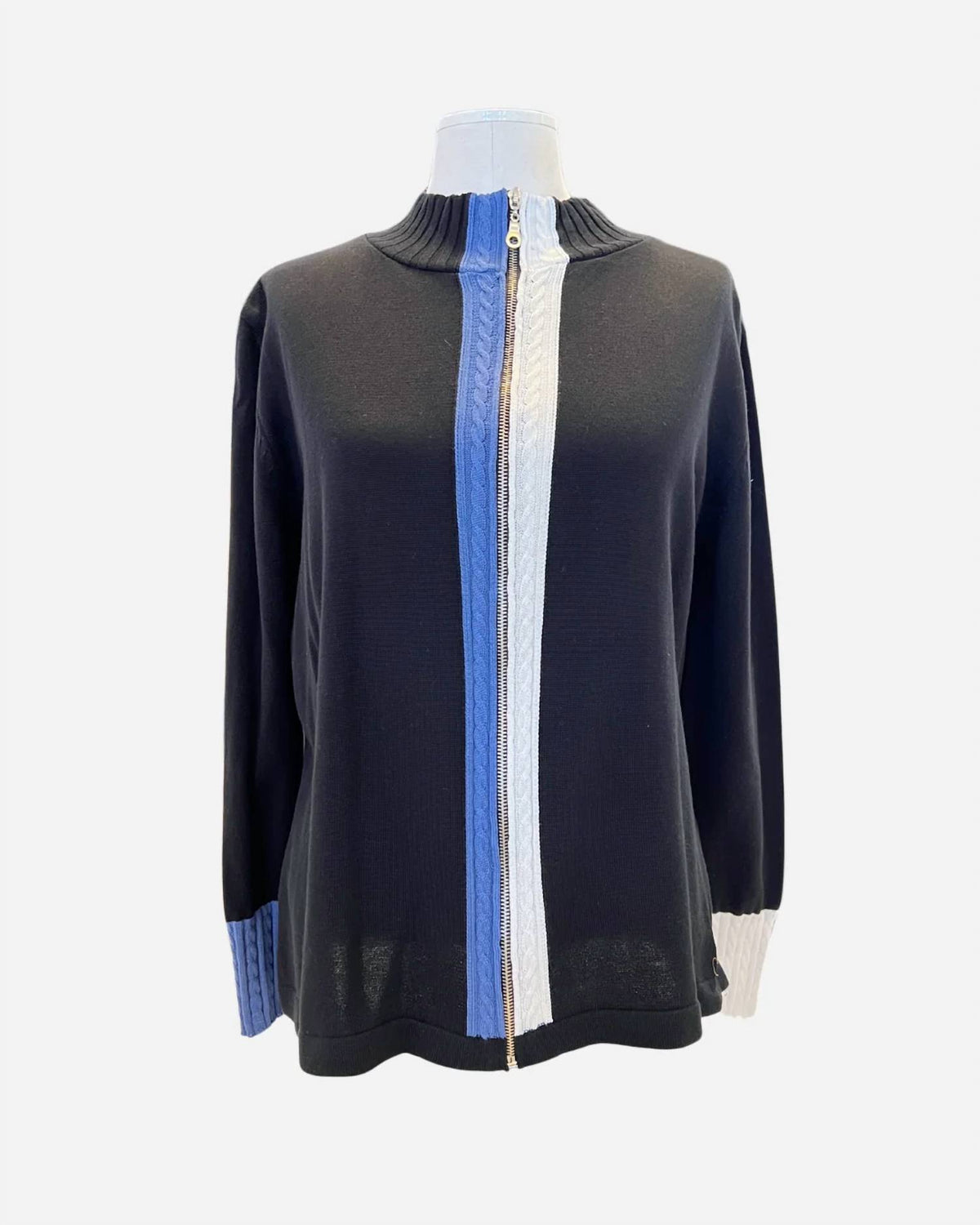 French Kyss - Women's Denim Braided Sweater