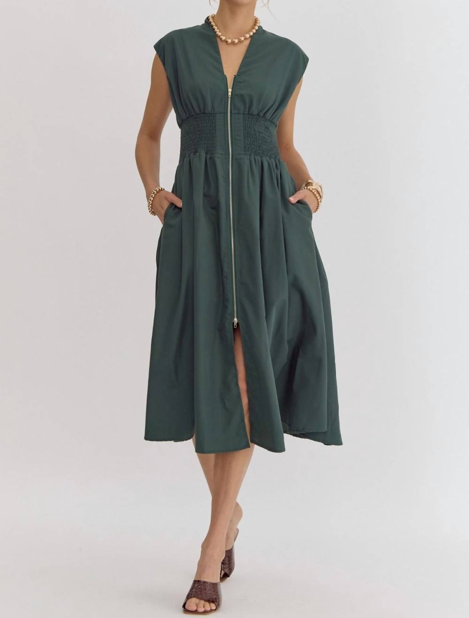 entro Daria Midi Dress in green - women's dress