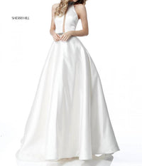 Sherri Hill Women's Beaded Halter Ball Gown in ivory - women's dress - alternate view