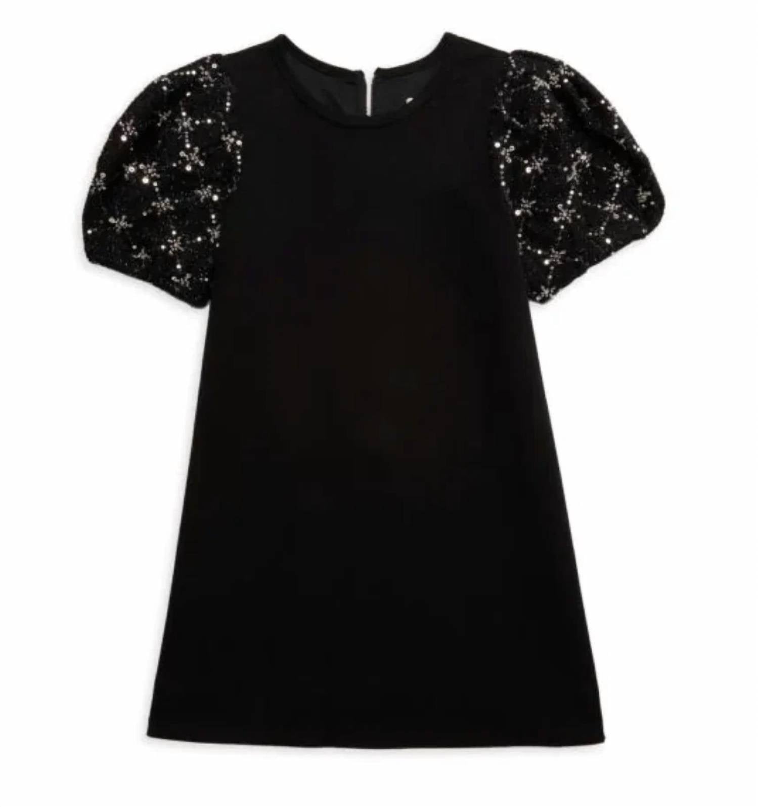 Hannah Banana - Girls Josie Beaded Bubble Sleeve Shift Dress