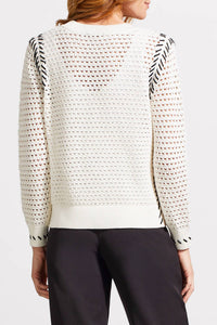 Tribal - Crew Neck Open Sweater