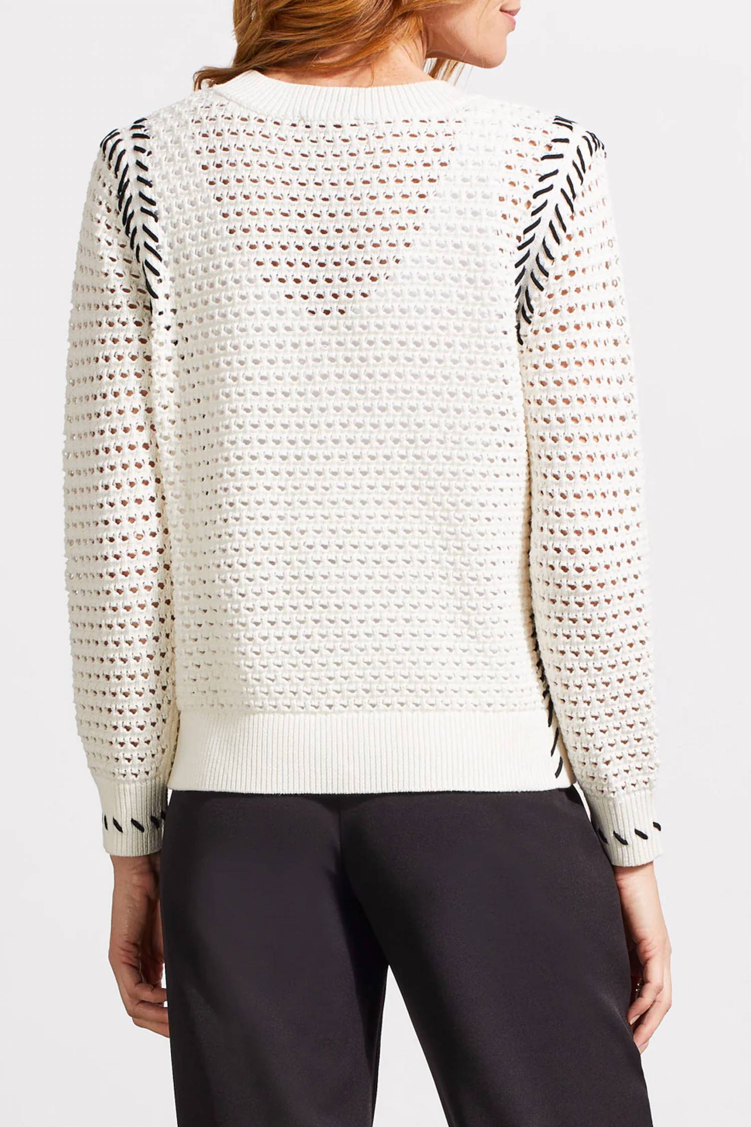 Tribal - Crew Neck Open Sweater