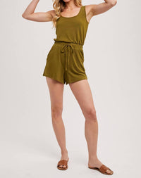 Bluivy - Sleeveless Knit Drawstring Romper