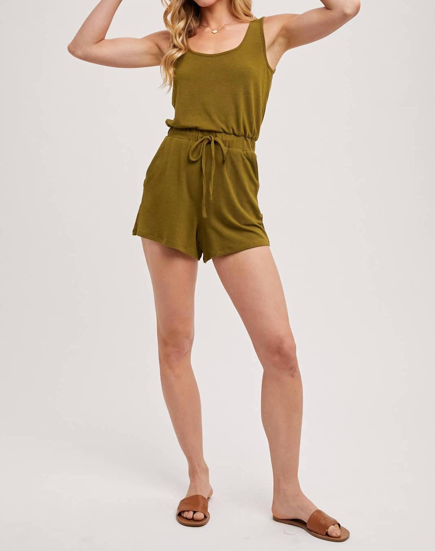 Bluivy - Sleeveless Knit Drawstring Romper