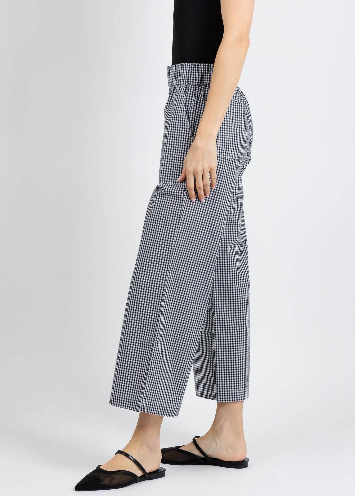 Elliott Lauren Gingham Patch Pocket Pull-on Pants in black white - women's pants - view 4